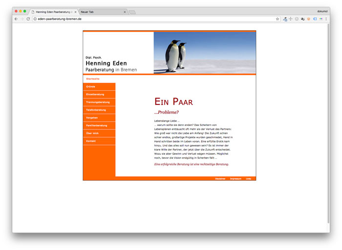 Homepage von Henning Eden Paarberatung in Bremen